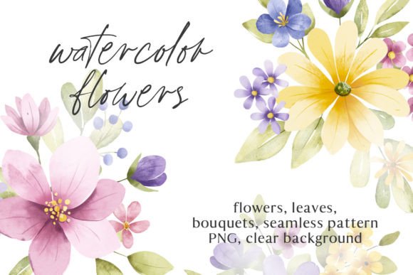 Brighten Your Projects with a Watercolor Flowers and Leaves Set