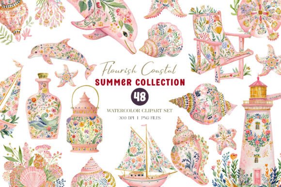 Bring Coastal Elegance to Your Projects with This Clipart Collection