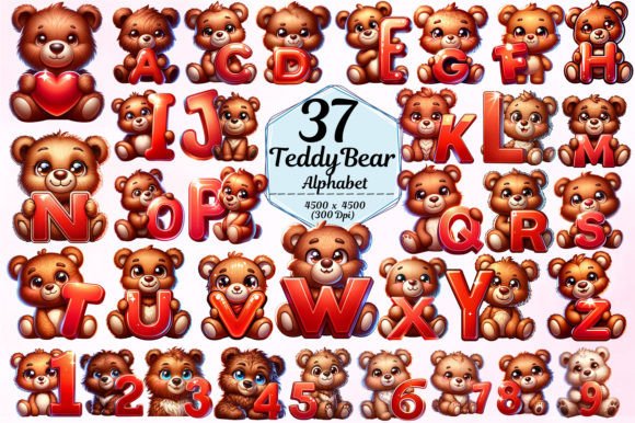 Charming Design Assets: The Teddy Bear Alphabet Sublimation Bundle