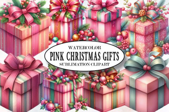 Designing with Nostalgia: The Charm of Vintage Pink Christmas Gifts Clipart