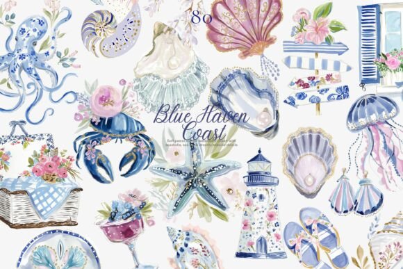 Dreamy Coastal Charm: The Ultimate Romantic Clipart Set