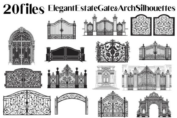 Elegant Estate Gate & Arch Silhouettes for Timeless Design
