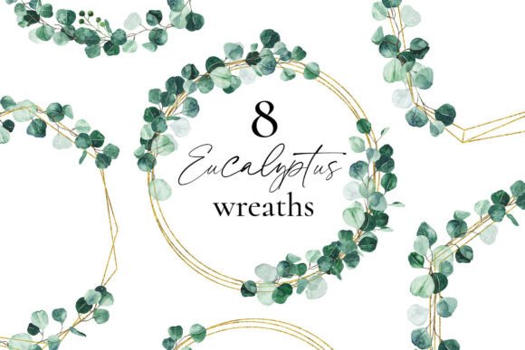 Eucalyptus Wreath Clipart, Watercolor