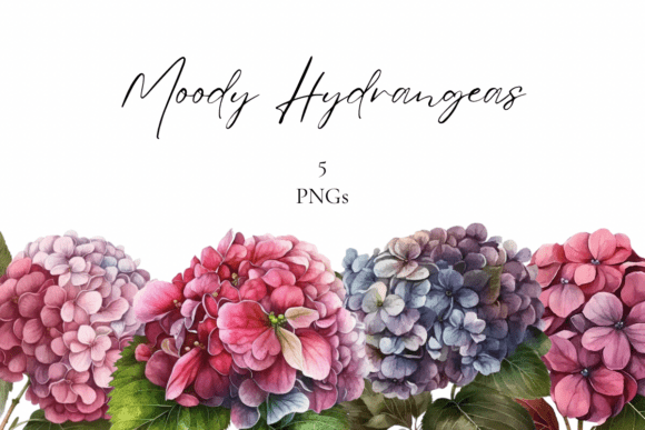 Moody Hydrangeas: Floral Clipart with Vintage Soul