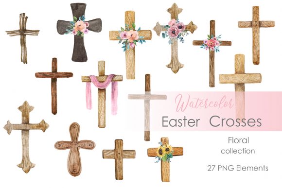 Spring Wood Crosses with Flowers Clip Art: A Designer's Guide