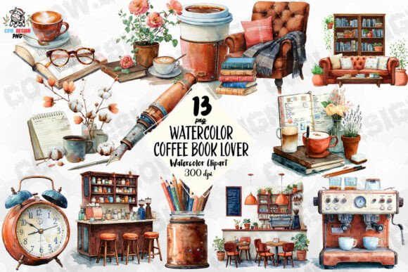 The Cozy Charm of a Watercolor Coffee Book Lover Design