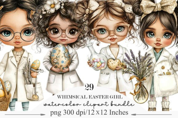 Whimsical Easter Girl Scientist Clipart: A Creative Asset for Spring Projects
